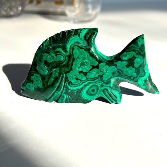 Natural Malachite Carving Green Crystal Orbicular Pattern Banding Rare Find OOAK - Picture 3 of 11